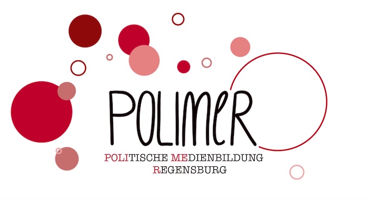 Logo PoliMeR mit Schriftzug Politische Medienbildung Regensburg